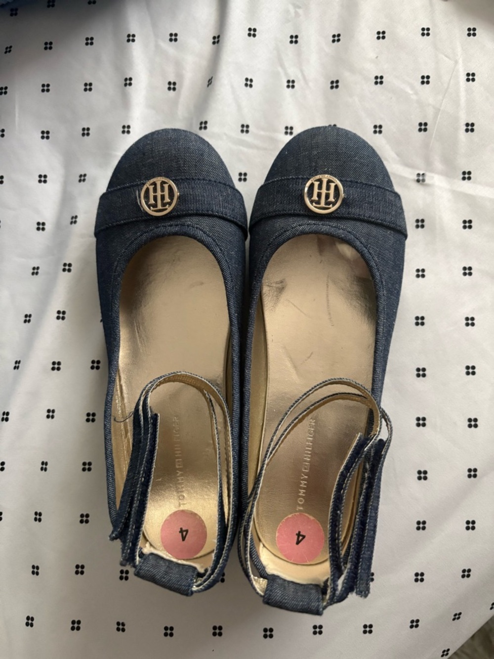 Tommy Hilfiger Denim Slingback Ballet Flats with Gold Logo